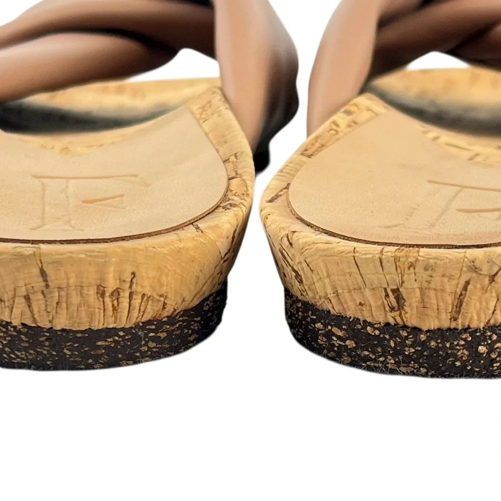 Flattered Lou Vegan Leather Beige Cork Slip On Sandals Slides  Women 37